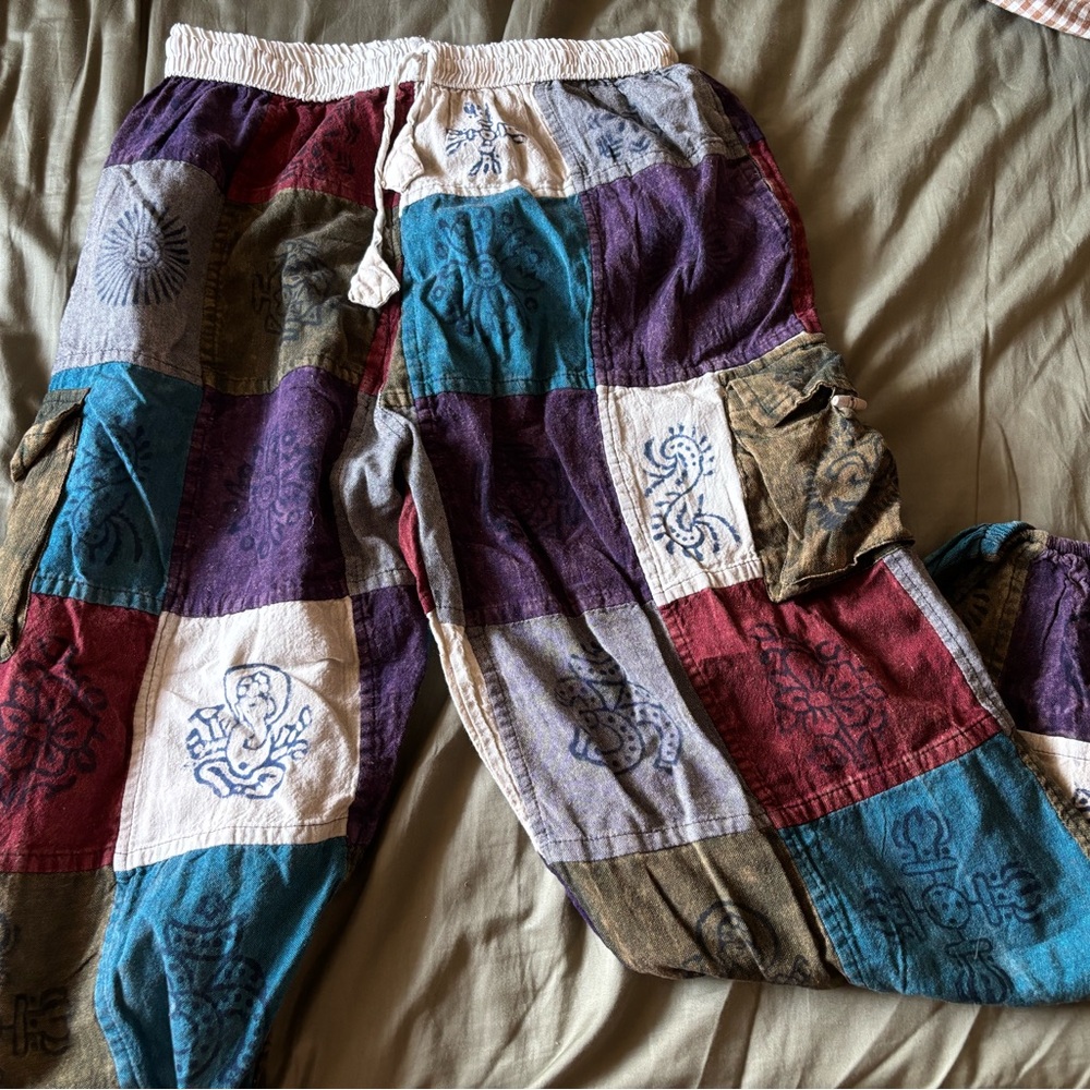 Patchwork, hippie, flowy pants